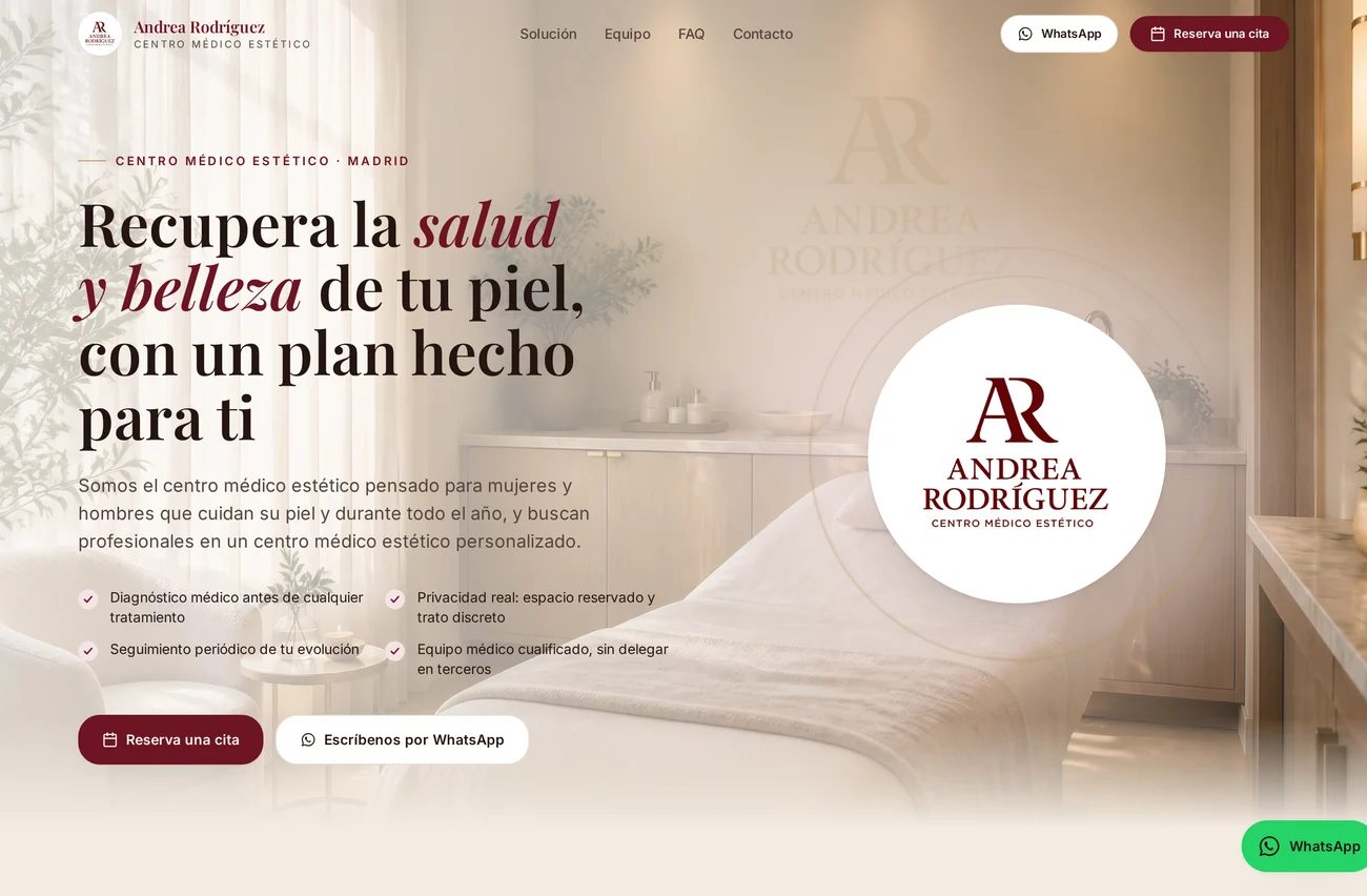 Hero de la web de AR Medicina Estética diseñada por Web Evolution