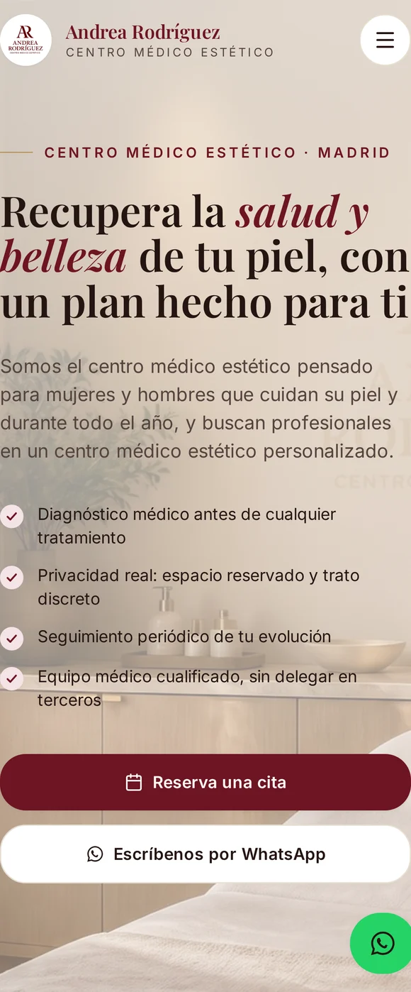 Versión móvil de la web de AR Medicina Estética