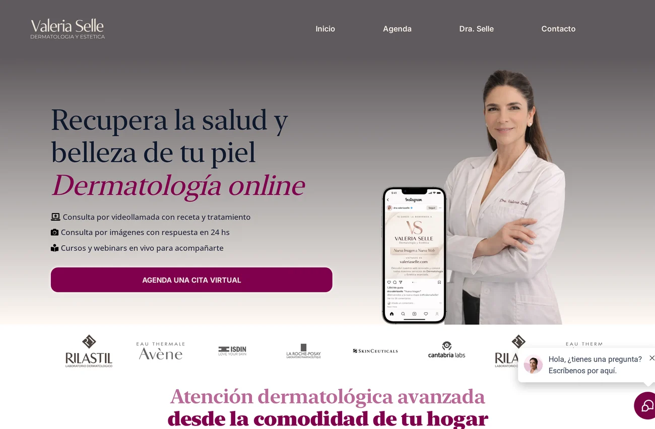Hero de la web de Dra. Valeria Selle diseñada por Web Evolution